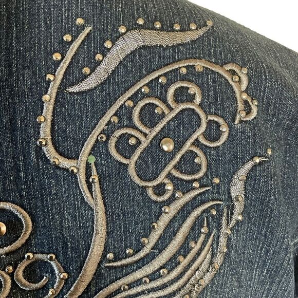DANIEL Jeans Denim Jacket Blingy Embroidered Embelished Size M - Picture 13 of 15